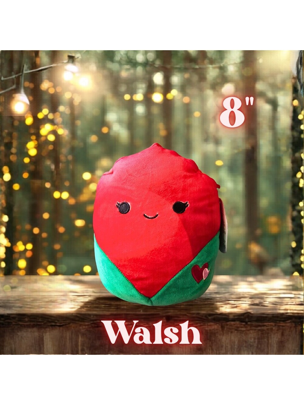 NWT Squishmallows Walsh the Rose Valentine's Edition 8"